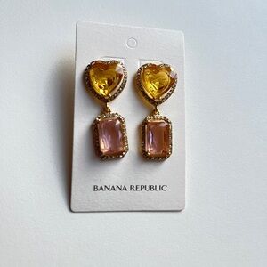 Banana Republic Heart and Rectangle Earrings in Yellow and Pink